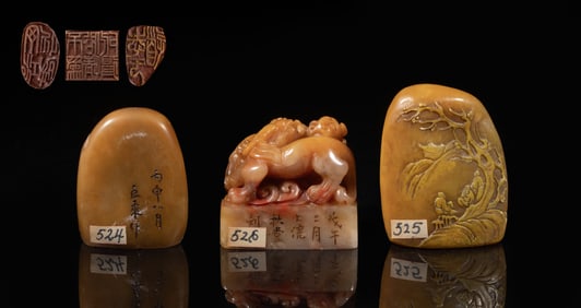 Estate Chinese Shoushan Stone Seals