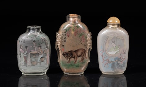 Estate Three Chinese Inside Painted Snuff Bottles