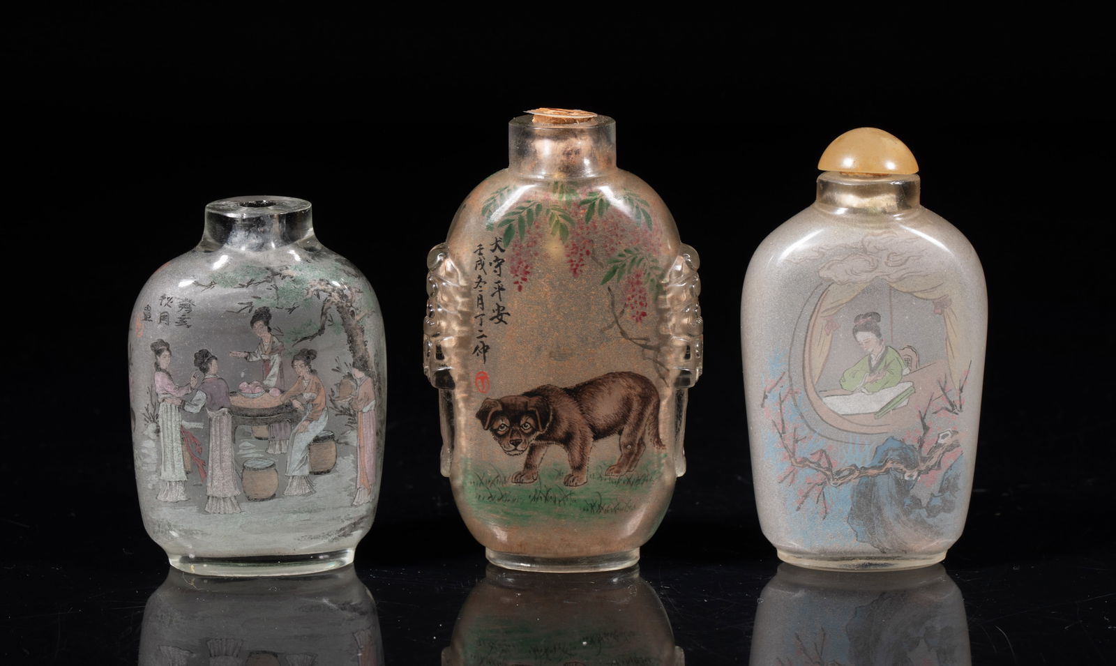 Estate Three Chinese Inside Painted Snuff Bottles (1 of 15)