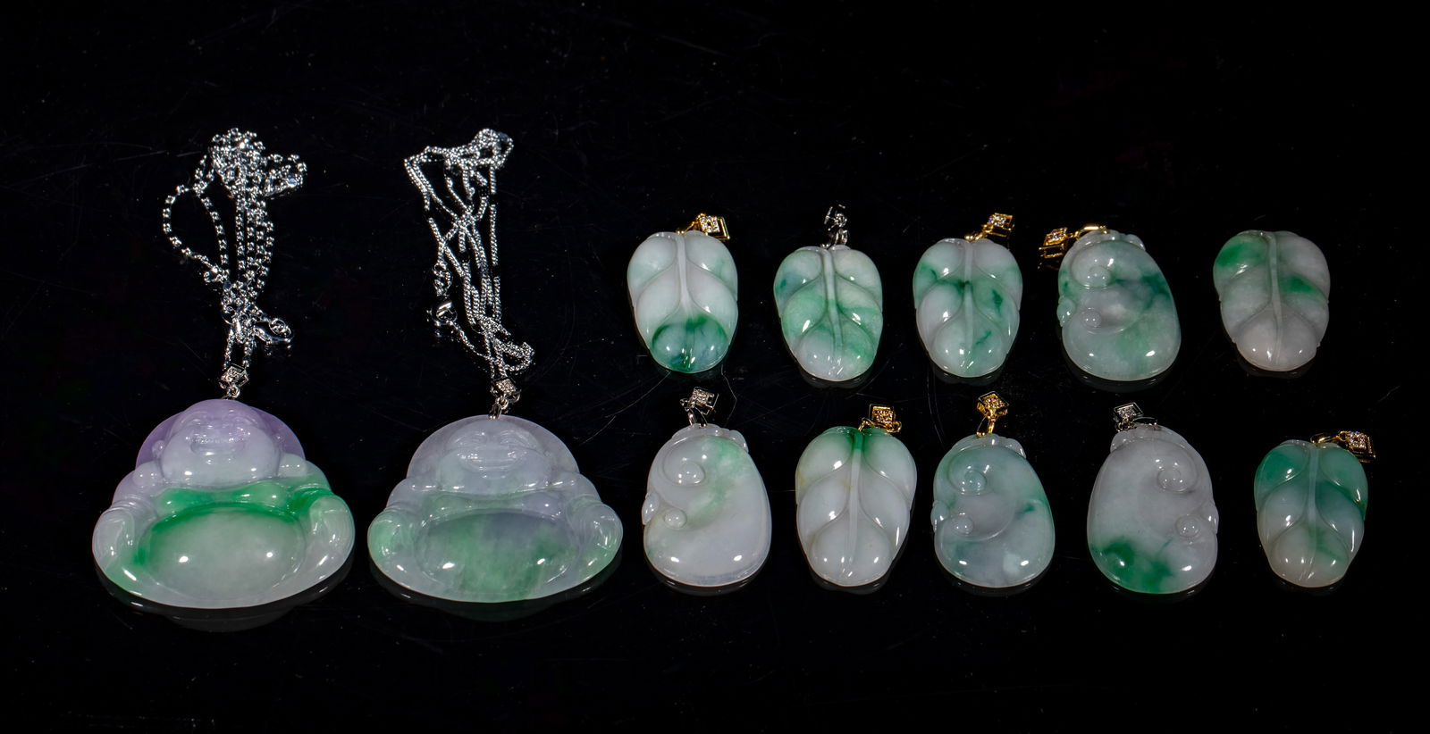 Large Set Chinese Jade Jadeite Like Pendants (1 of 10)