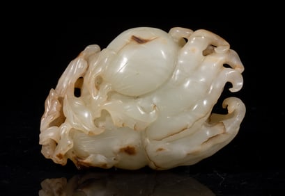 Large Chinese Export Jade Sculpture of Fruit