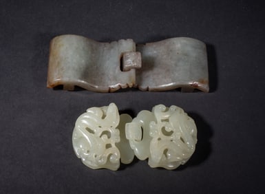 Two Sets Chinese Jade Belt Buckles