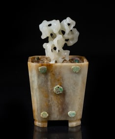 Chinese Jade & Crystal Sculpture of Bonsai