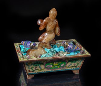 Chinese Jade, Cloisonne & Gemstone Bonsai
