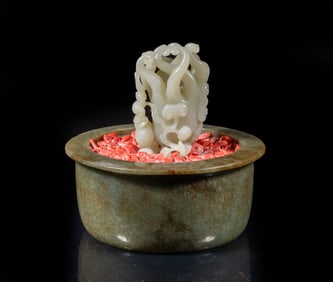 Estate Chinese Large Jade Pot Bonsai