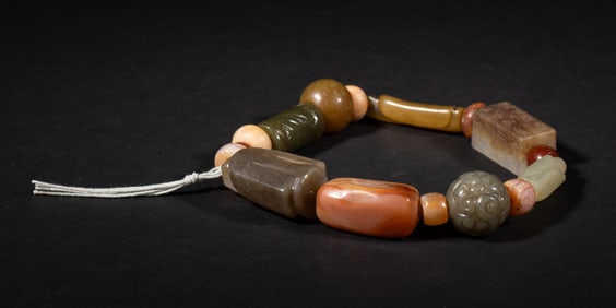 Chinese Jade, Cameo Agate Prayer Beads