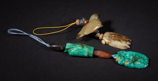 Two Chinese Jade/ Turquoise Like Pendants