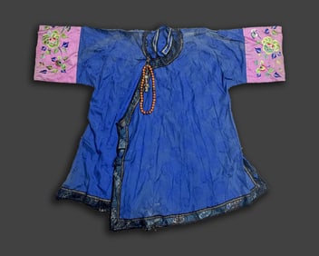 Chinese Silk Robe & Amber Prayer Beads
