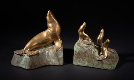 1920-30s Bronze Sculptures Bookends