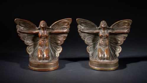 Two Early 20th Bronze Sculptures Bookends