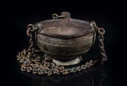 Roman Type Bronze Hanging Pot
