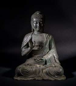 Large Chinese Temple Used Bronze Buddha