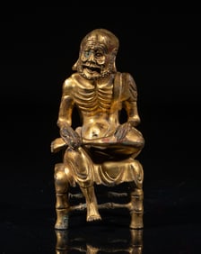 Rare Korean Gilt Bronze Sculpture of Luohan