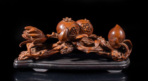 Chinese Boxwood Sculpture/ Brush Stand