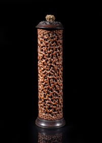 Tall Chinese Boxwood Incense Holder/ Pot