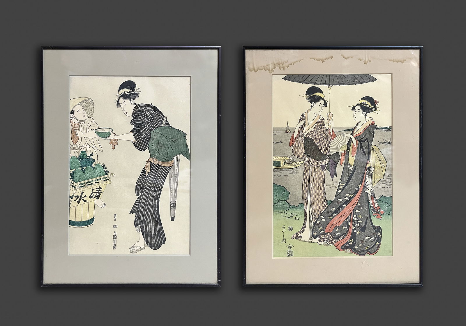 Two Japanese Framed Woodblock Prints (1 of 16)