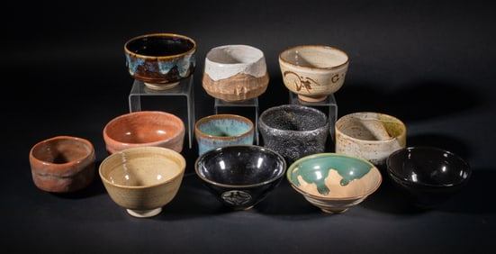 Antique/ Vintage Japanese Stoneware Tea Bowls