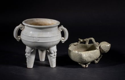 Chinese Porcelain Censer & Brush Washer