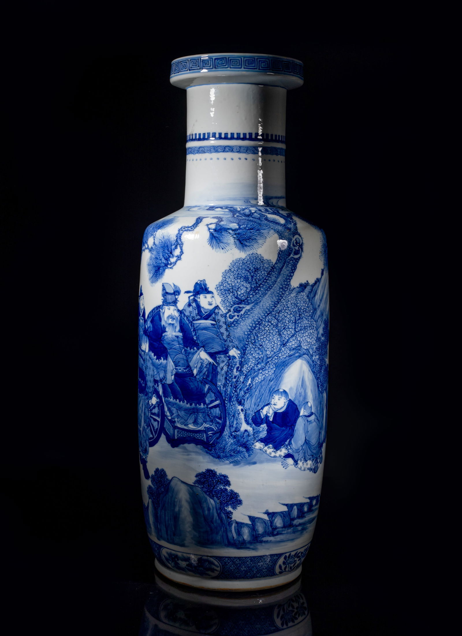 Tall Chinese Blue & White Porcelain Vase (1 of 15)