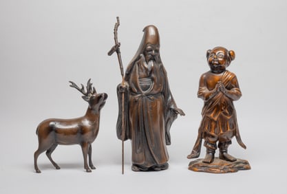 Vintage Japanese Painted Metal Sculptures