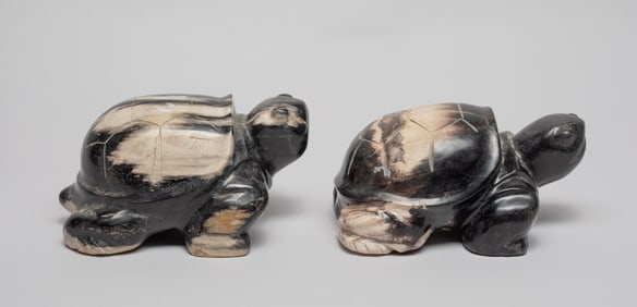 Two Designed Petrified Wood Sculptures