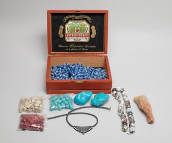 Estate Vintage Box of Jewelry & Gemstones