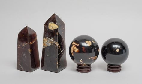Estate Root Amber Sculpture of Tower & Sphere