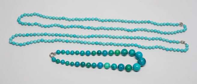 Estate Turquoise Like Stone Necklaces
