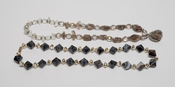 Estate Mid Century Crystal & Agate Necklace
