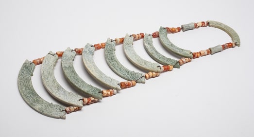 Estate Chinese Jade & Agate Necklace