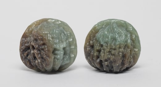 Two large Chinese Jade Carved Toy Nuts