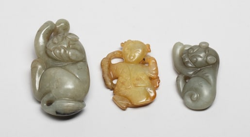 Three Chinese Jade Carved Toggles