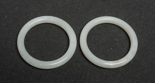 Two Chinese White Jade Bangles