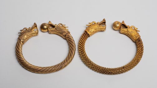 Two Chinese Export Dragon Bangles