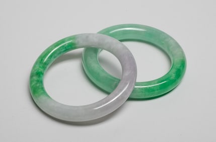 Two Chinese Colored Stone Bangles