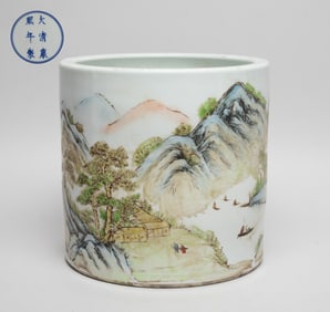 Large Chinese Export Porcelain Brush Pot