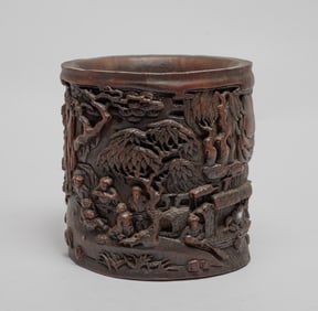 Estate Chinese Bamboo Carved Brush Pot