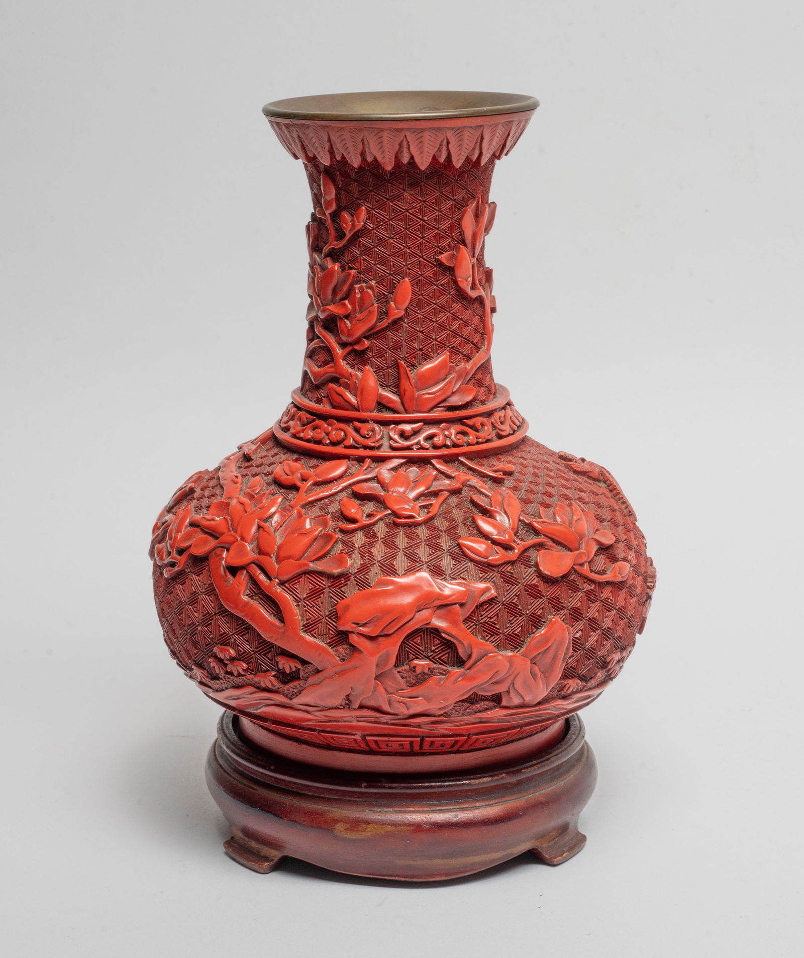Estate Chinese Export Cinnabar Like Vase (1 of 13)