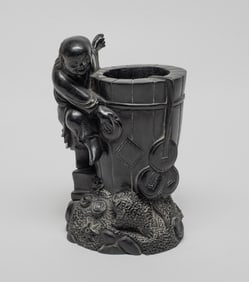 Chinese Zitan Like Wood Brush Pot