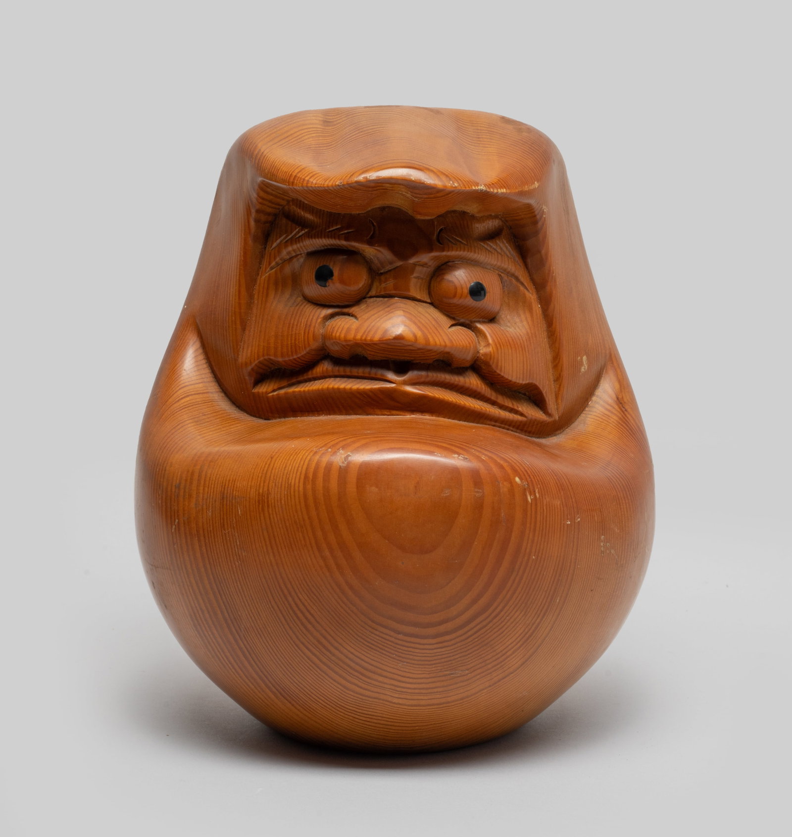 Large Japanese Wood Sculpture: Large Japanese wood table sculpture, carved with a man face. Approx. 9.1*7.7*7.5 inch.