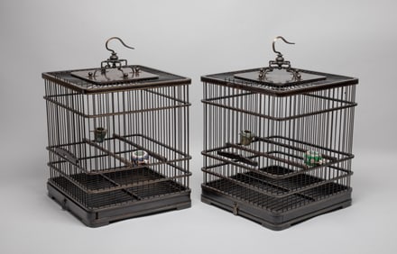 Estate Two Chinese Wood Bird Cages
