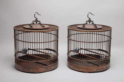 Estate Two Chinese Wood Bird Cages