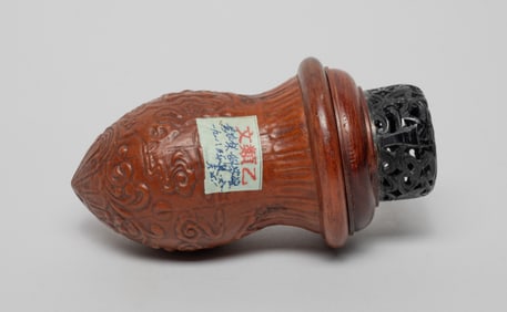 Chinese Export Gourd & Wood Cricket Jar