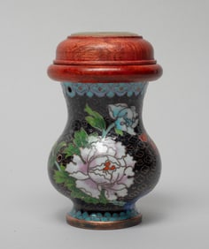 Chinese Export Cloisonne & Jade Cricket Jar