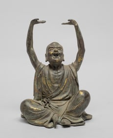 Chinese Painted Bronze Sculpture of Luohan