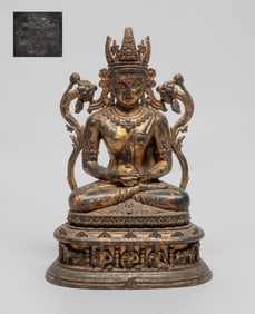 Chinese Painted Bronze Sculpture of Buddha