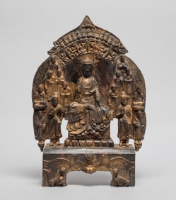 Chinese Export Painted Bronze Sculpture of Buddha