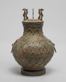 Estate Chinese Bronze Covered Vase
