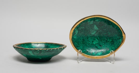 Two Rare Malachite Nut Bowls