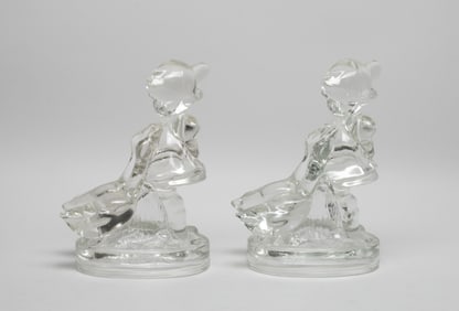 Two Vintage L.E.Smith Goose Girl Glass Figures